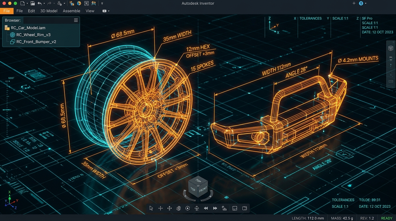 CAD Wireframe Projektion Felge